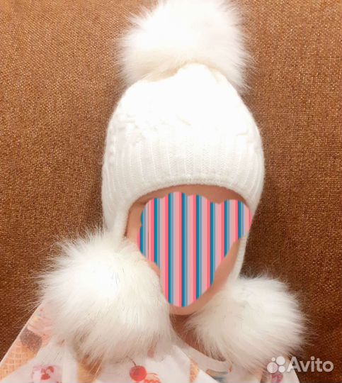 Шапка зимняя для девочки 5-7 лет