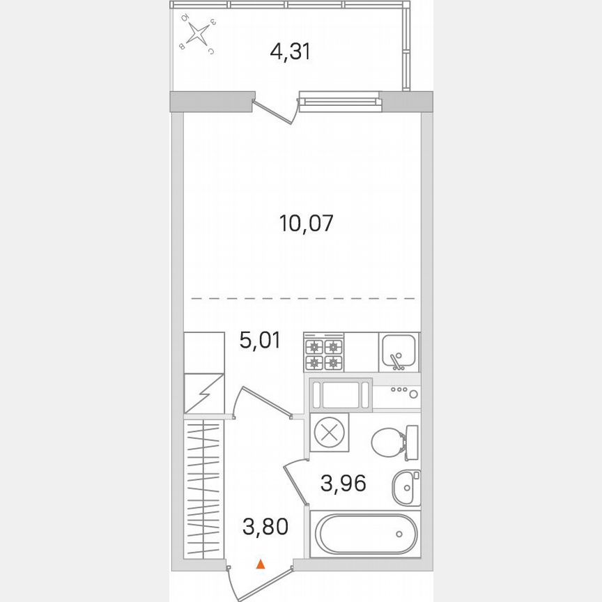 Квартира-студия, 24,1 м², 6/8 эт.