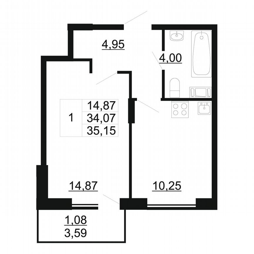 1-к. квартира, 35,2 м², 7/11 эт.