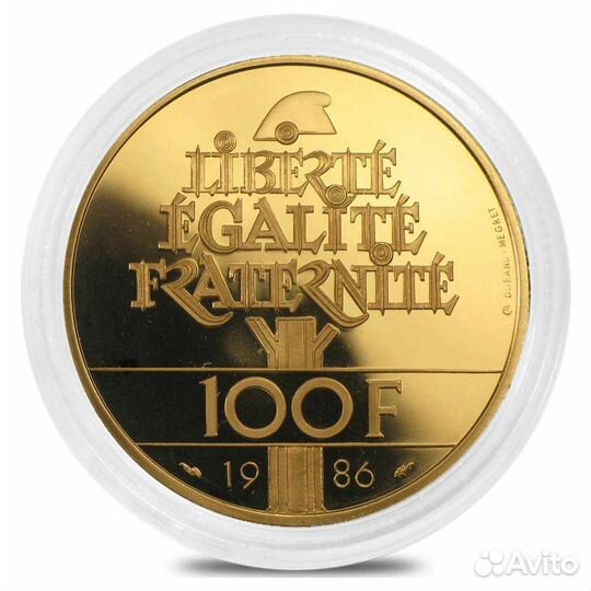 Золото 100 франков 1986 Франция очень редкая proof