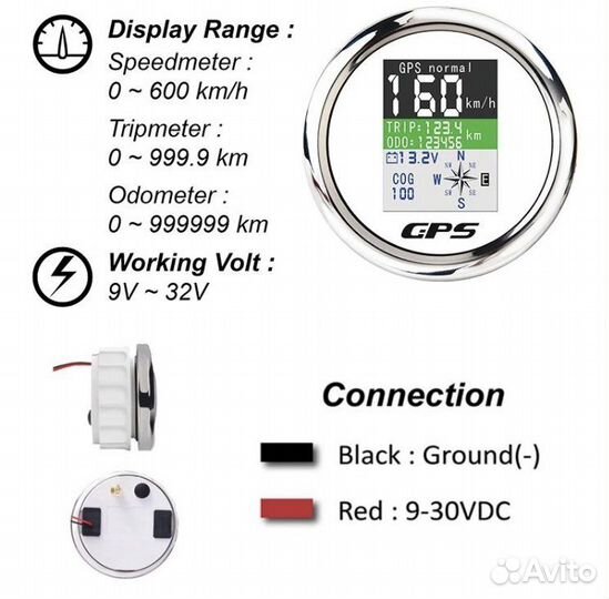 Электронный GPS спидометр для лодки катера