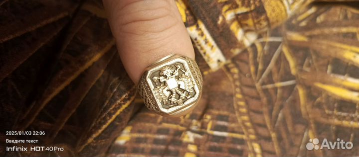 Мужской перстень серебро новый