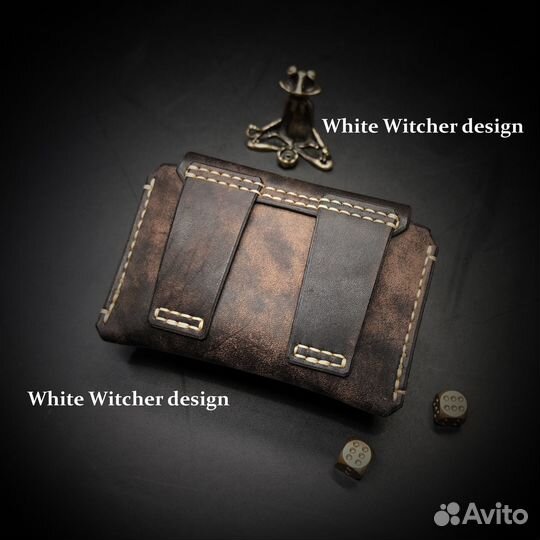 Крафтовый кошелек на ремень ручная работа