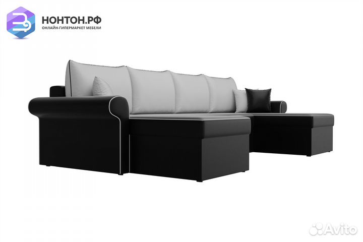 Диван п-образный дельфин Милфорд экокожа черная