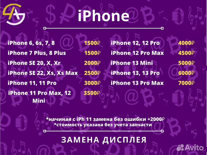 Ремонт телефонов iPhone, Samsung, Xiaomi, Huawei