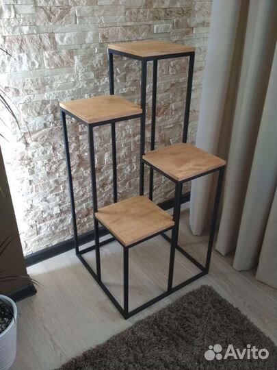 Полка для цветов напольная лофт