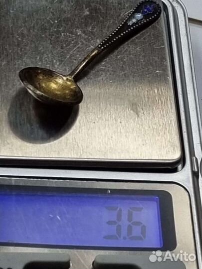 Ложка для соли. Серебро. Эмаль. 875-я