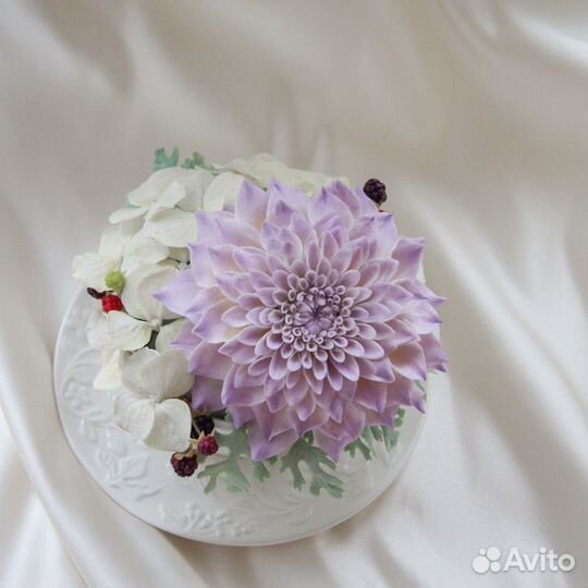 Цветы из холодного фарфора ручной работы в кружке