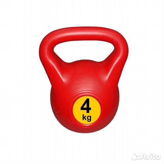 Гиря разминочная 4 кг красная оболочка из пластика