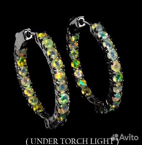 Серебряные серьги конго с опалами