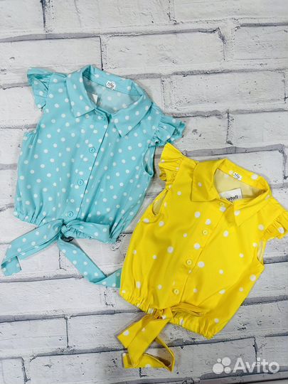 Летняя рубашка топ для девочки от 92 до 128 см