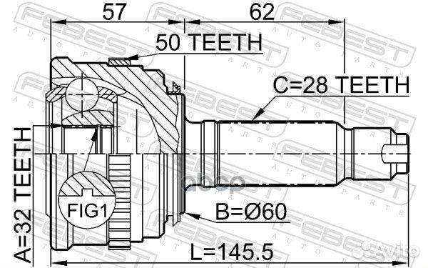 ШРУС honda accord/prelude 2.0/2.2 90-98 нар.(ABS)