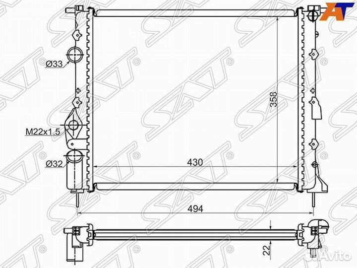 Радиатор Renault Logan 04-08 Megane 95-02 Scenic