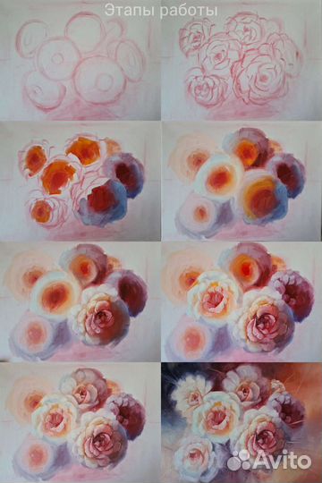 Интерьерная картина Розы ручная работа