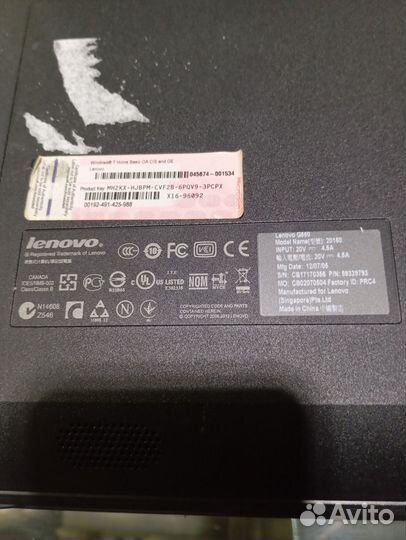 Ноутбук lenovo g580