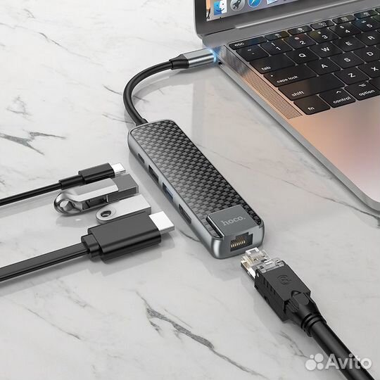 USB Хаб Type-C 5в1 на MacBook hoco