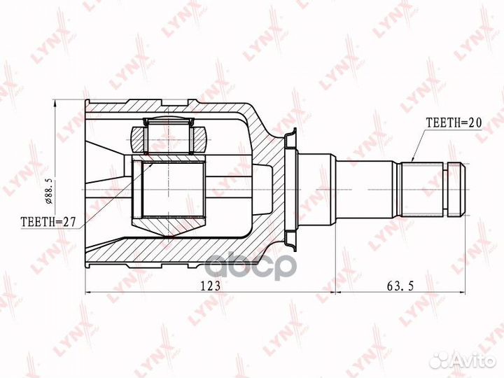 Шрус внутренний перед прав/лев CI7501 lynxauto