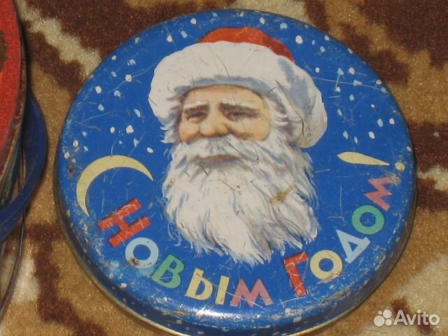 Банка жестяная Коробка Тепловоз Буратино Дед Мороз