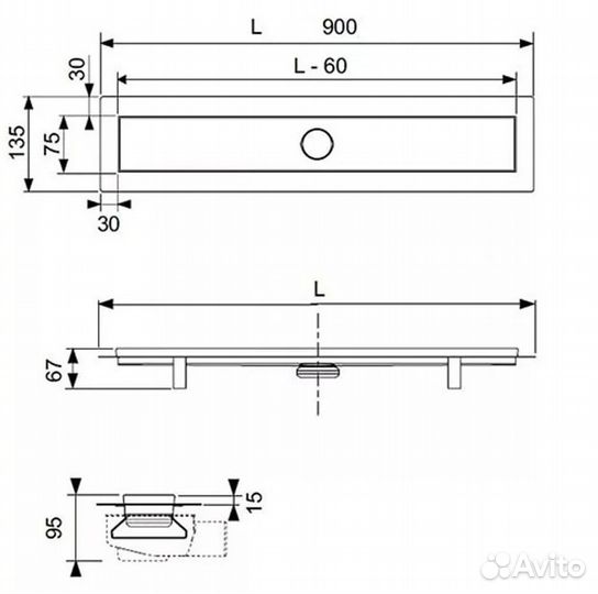 Душевой лоток tece под плитку 90 см