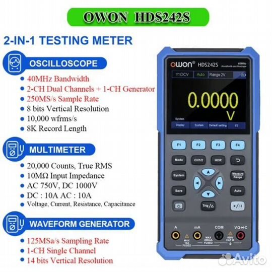 Осциллограф-мультиметр owon HDS242S
