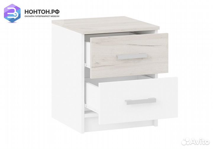 Тумба прикроватная Арчи белый текстура / дуб крафт