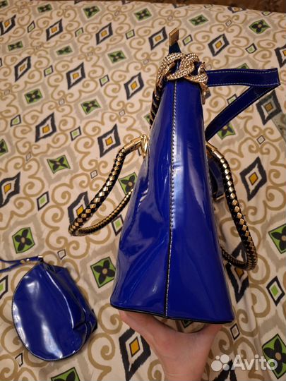 Сумка синяя лаковая Luisido