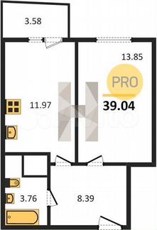 1-к. квартира, 39 м², 20/31 эт.