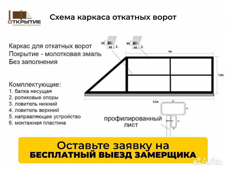 Откатные ворота под ключ