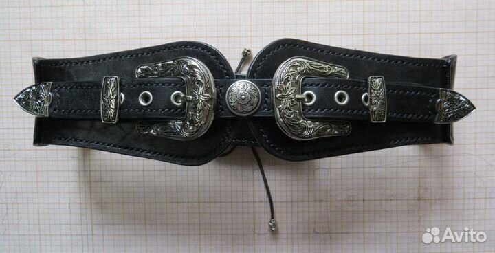 Ремень женский кожаный с двумя пряжками