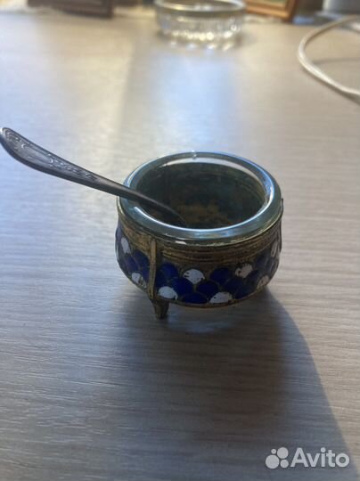 Солонка. Латунь эмаль