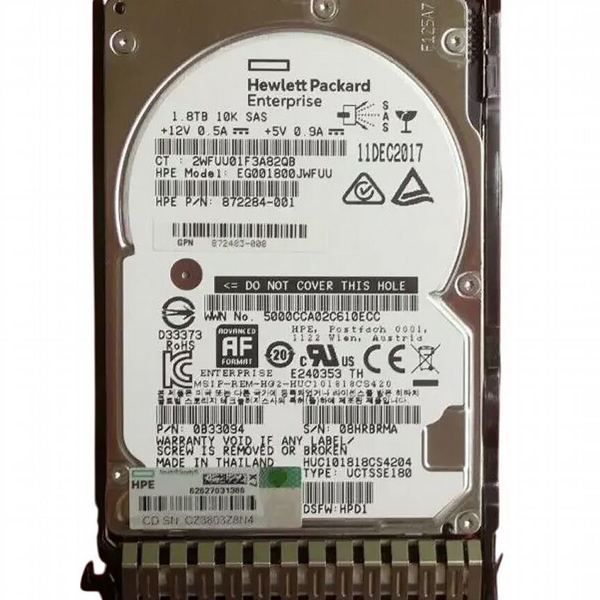 [872483-008] Жесткий Диск Hp Eg001800jwfuu 1,8tb Sas 2,5" Hdd