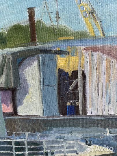 Картина маслом пейзаж пристань