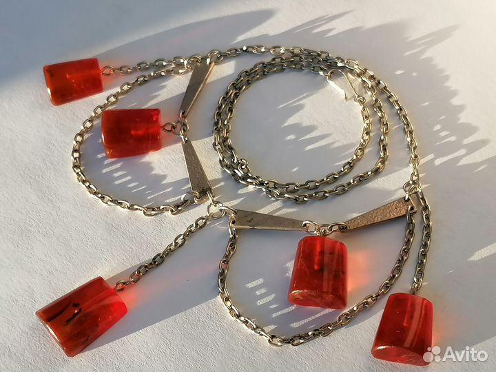 Брошь Колье Бусы Кулоны янтарь желток СССР