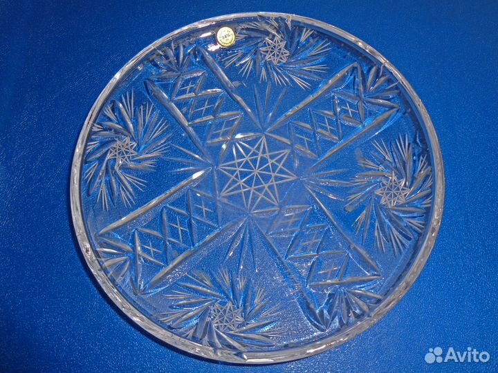Тарелка декоративная, хрусталь, ручная работа
