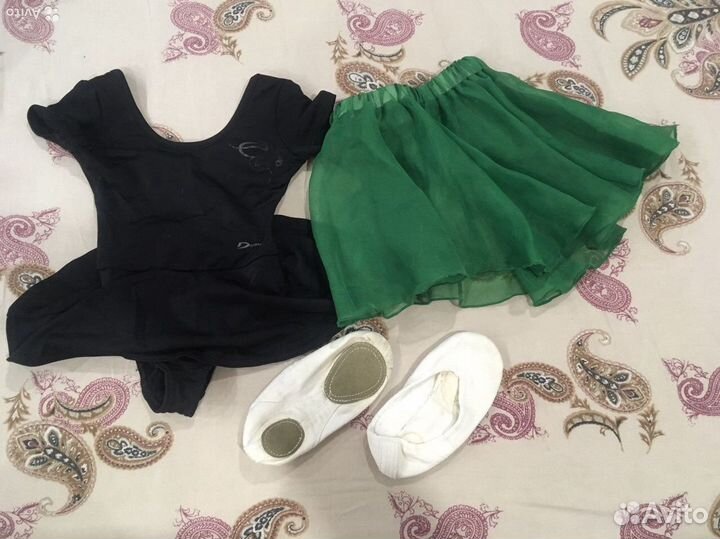 Купальник гимнастический, балетки, юбка