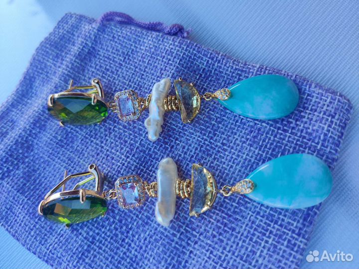 Серьги авторская ювелирная бижутерия