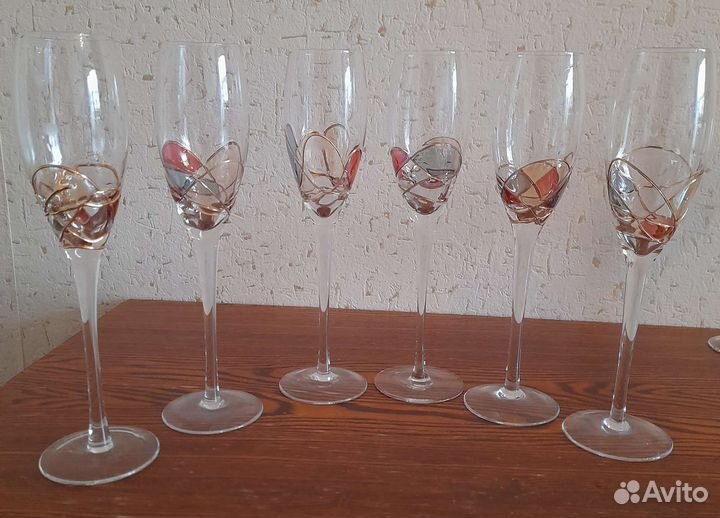 Бокалы для шампанского.Стекло. 6 штук