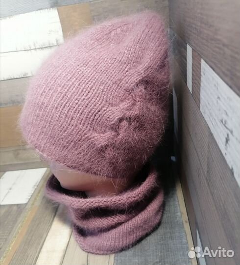 Вязаный комплект женский из пуха норки