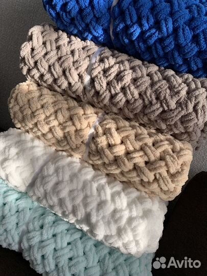 Плед детский вязаный ручная работа плюшевый