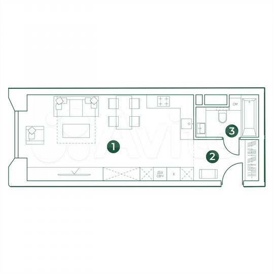 Квартира-студия, 39,7 м², 12/31 эт.