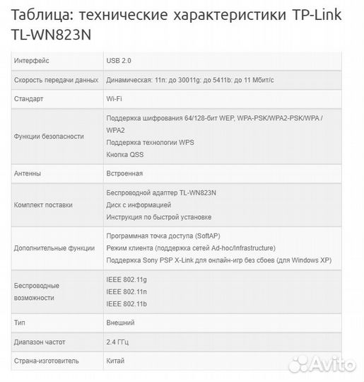 Wi-Fi USB-адаптер TP-link TL-WN823N