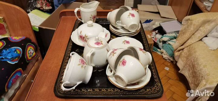 Сервиз чайный + столовый Дулево Пурпурная Роза