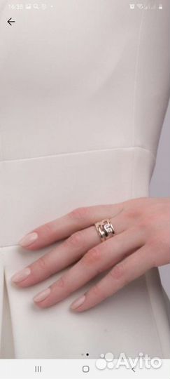 Кольцо серебро+золото,18 размер