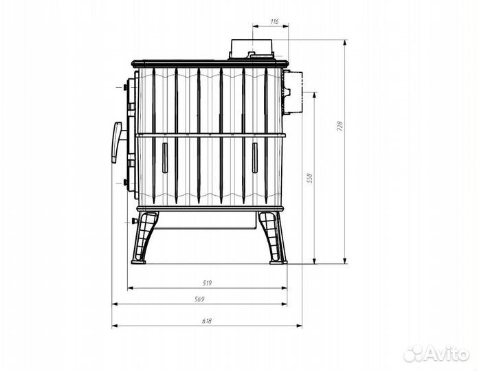 Печь-камин чугунная Бахта