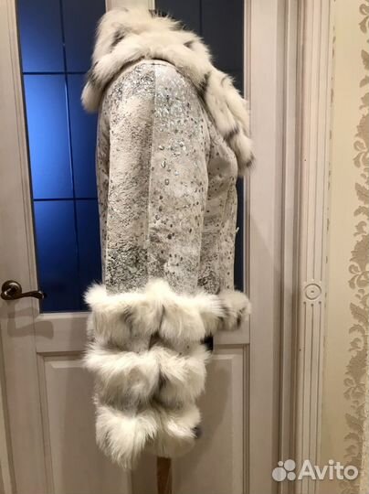 Дубленка шуба натуральная женская нарядная светлая