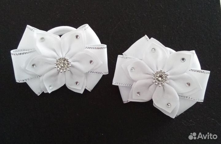 Белые школьные бантики ручной работы для девочек