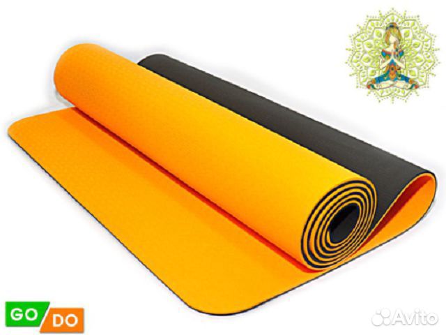 Коврик гимнастический тре-6мм черно-оранж