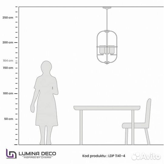 Люстра на штанге lumina deco Monterey LDP 1141-4 B