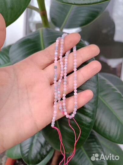 Бусины для рукоделия натуральный Морганит и Кунцит