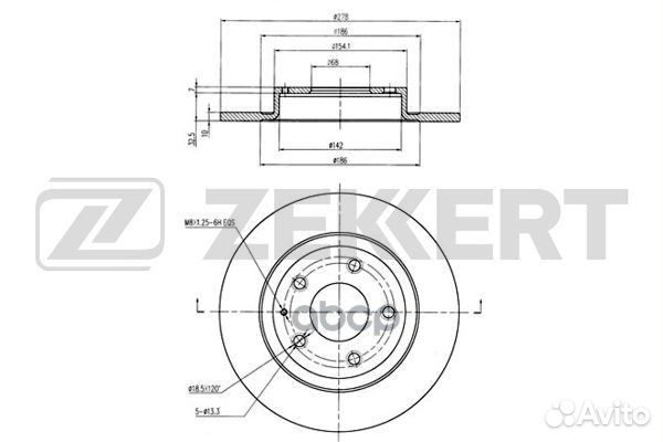 Диск торм. зад. Mazda 6 III 12- bs-5819 Zekkert
